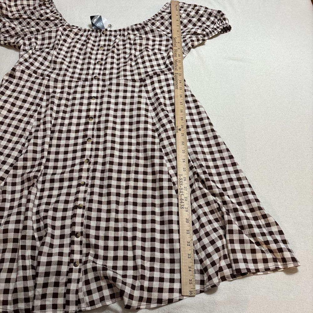Torrid Cream and Brown Plaid Mini Dress - Picture 6 of 7